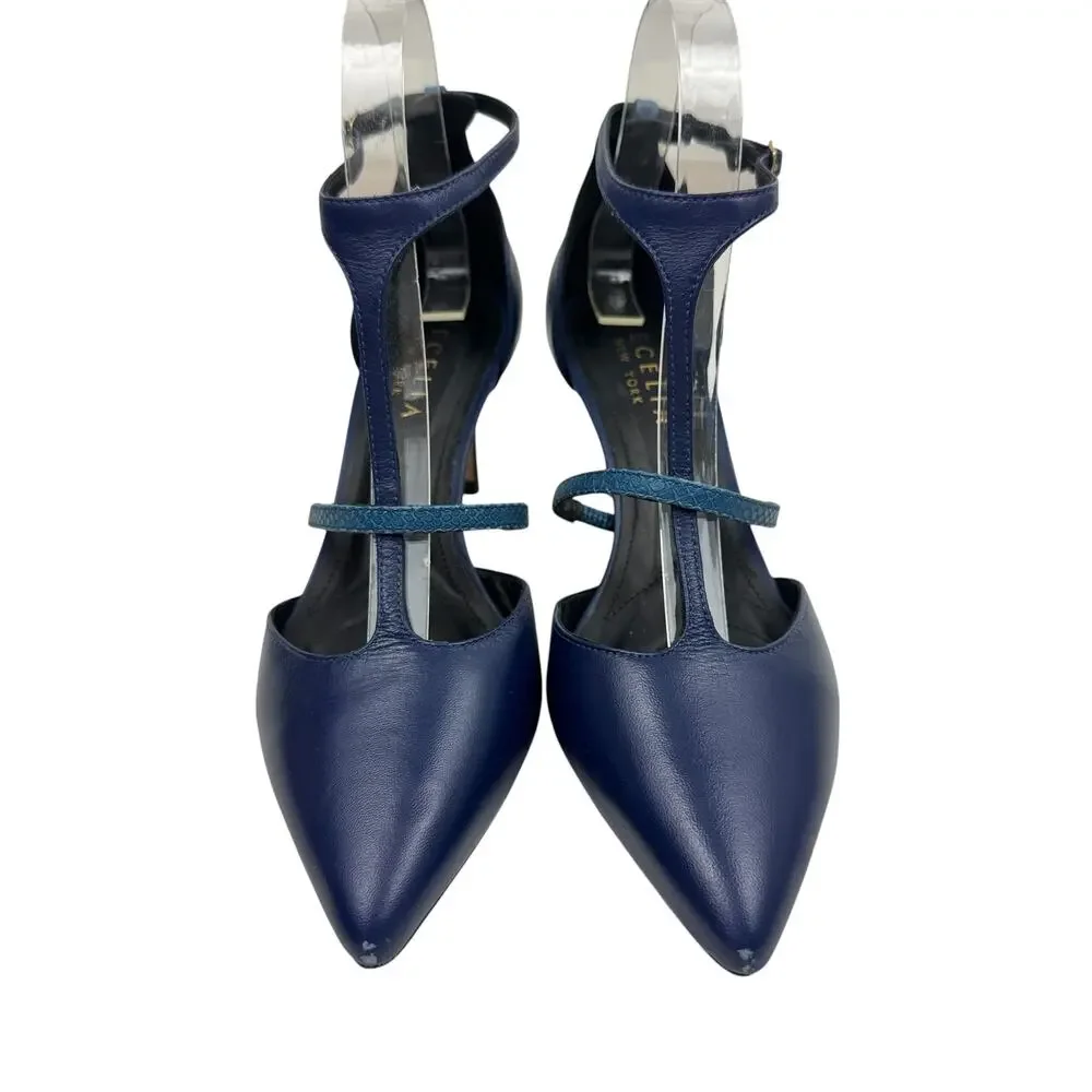 Anthropologie blue leather